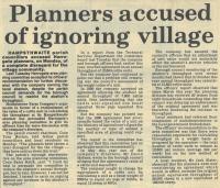 1987.12.18 - Planners accused of ignoring village, PB & NH, Page 1 - click for full size image 1987.12.18 - Planners accused of ignoring village, PB & NH, Page 1 - click for full size image