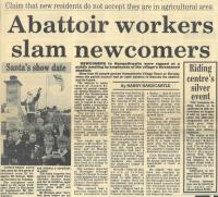 1988.07.15 - Abattoir workers slam newcomers, PB & NH, Page 1 - click for full size image 1988.07.15 - Abattoir workers slam newcomers, PB & NH, Page 1 - click for full size image