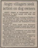 1987.11.13 - Angry villagers seek action on dog owners, PB & NH, Page1 - click for full size image 1987.11.13 - Angry villagers seek action on dog owners, PB & NH, Page1 - click for full size image