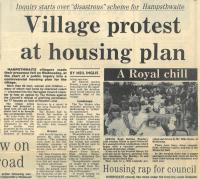 1984.06.01 - Village protest at housing plan, PB & NH, Page 1 - click for full size image 1984.06.01 - Village protest at housing plan, PB & NH, Page 1 - click for full size image