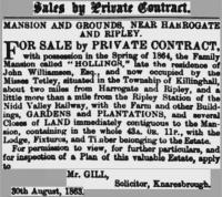 Hollins Hall, Richmond and Ripon Chronicle, 26th September 1863 - click for full size image Hollins Hall, Richmond and Ripon Chronicle, 26th September 1863 - click for full size image